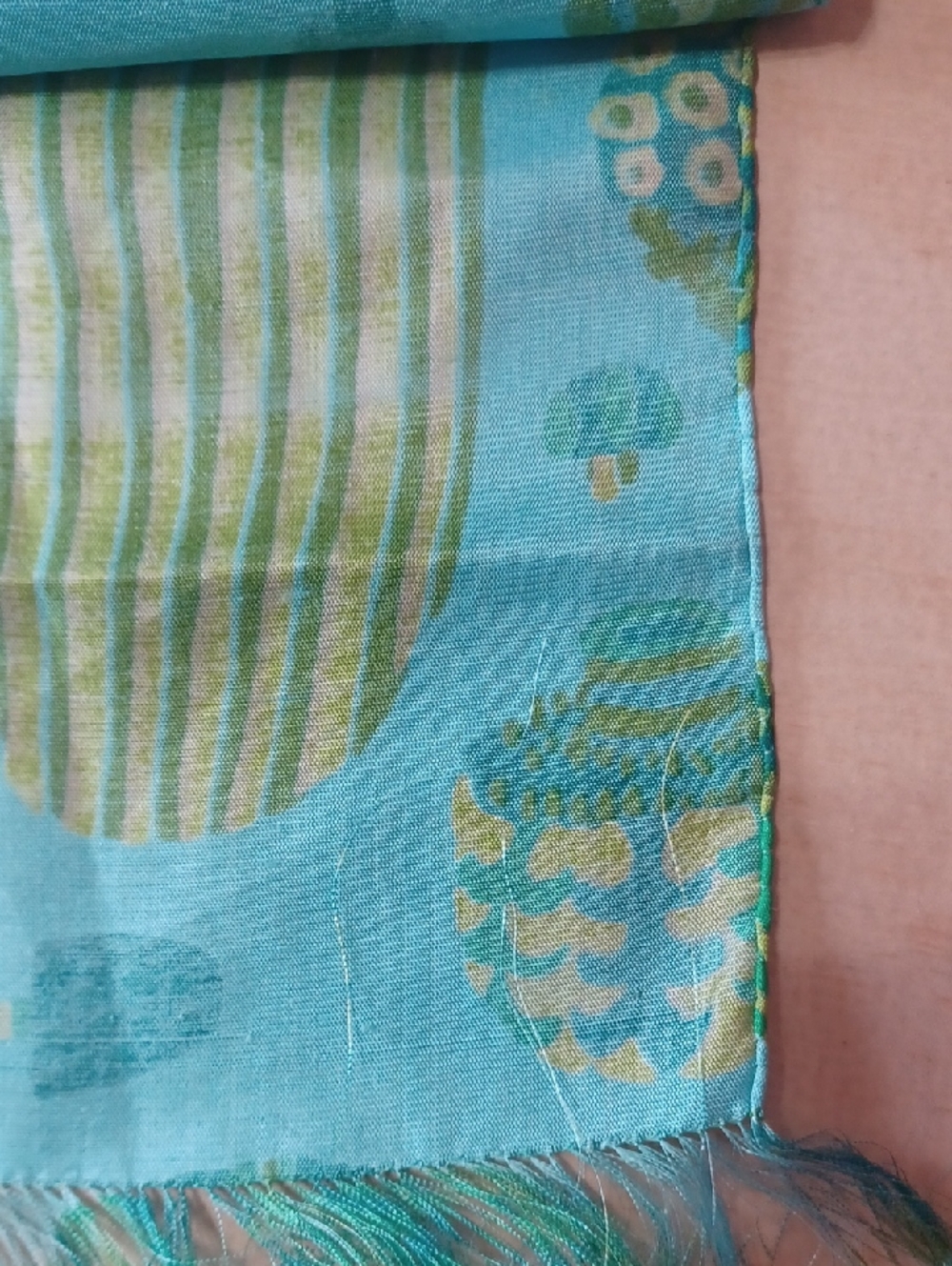 Vintage Thai Silk Scarf Star Of Siam Bangkok Handwoven Mod Botanical 72×12 - Picture 15 of 16